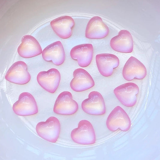 Pink heart embellishments, 10mm opalescent