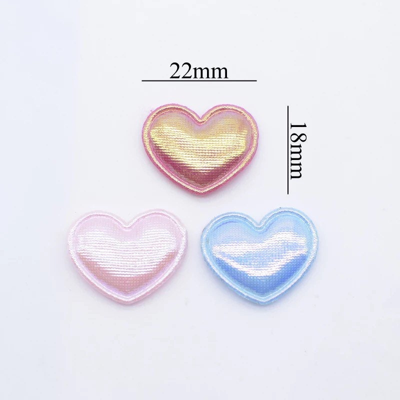 Heart fabric pink pastel embellishments, 22mm