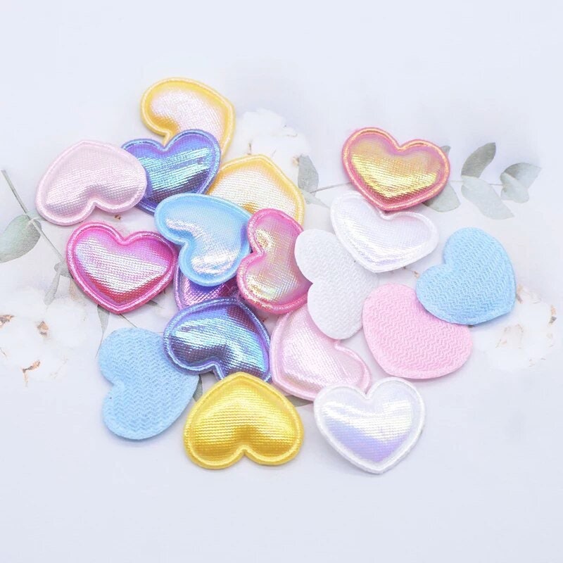 Heart fabric pink pastel embellishments, 22mm