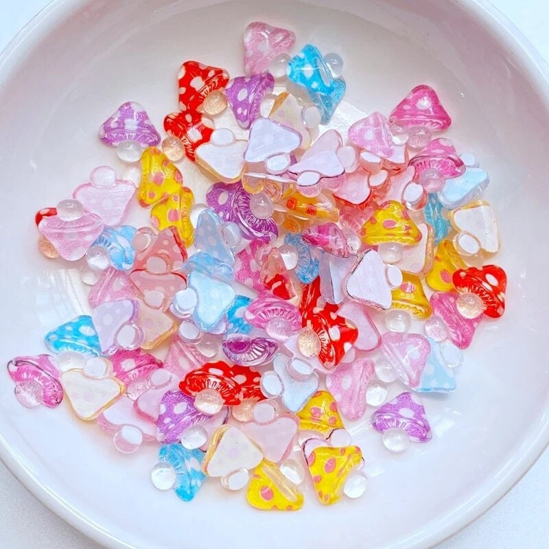 Mushroom mini cabochons, 9mm mixed set