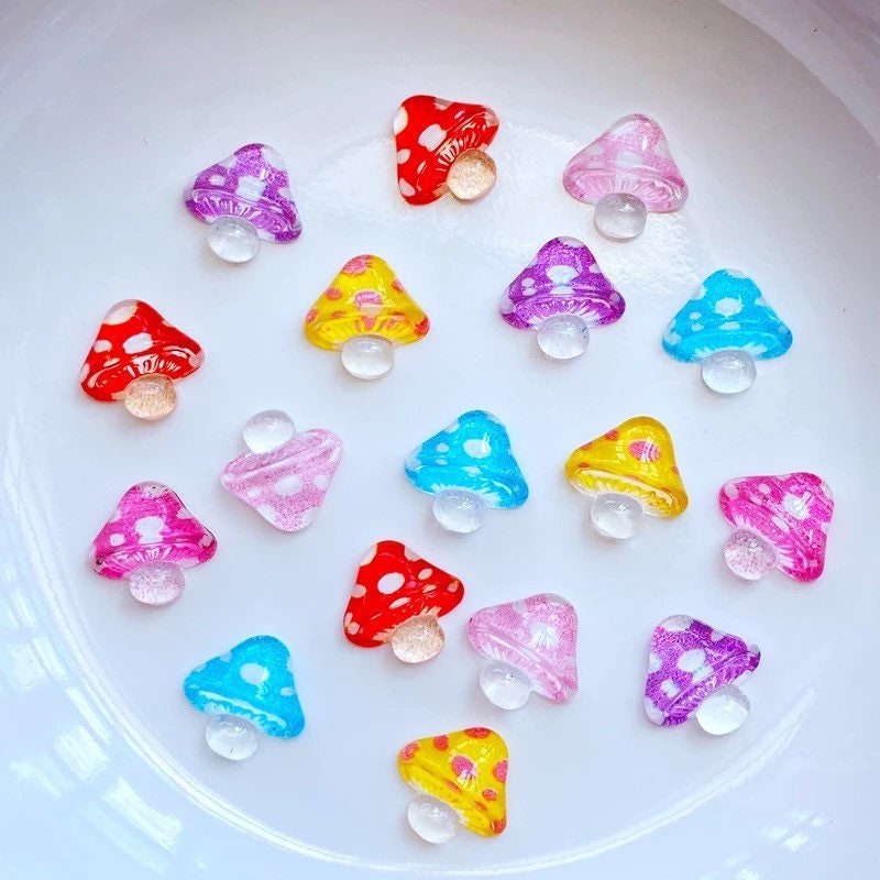 Mushroom mini cabochons, 9mm mixed set