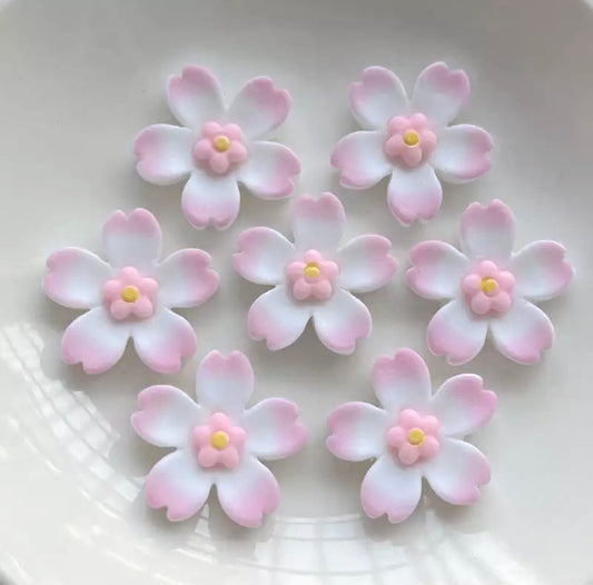 White Sakura flower cabochon, 23mm