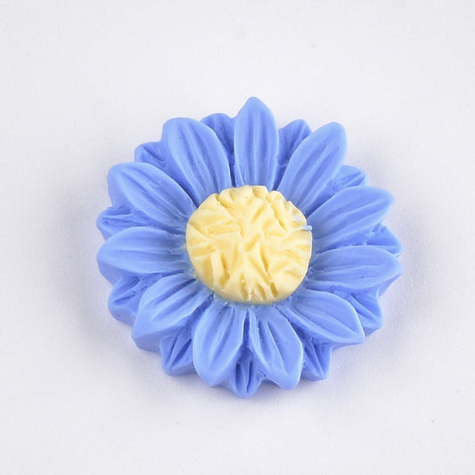 sunflower cabochons, 24mm blue