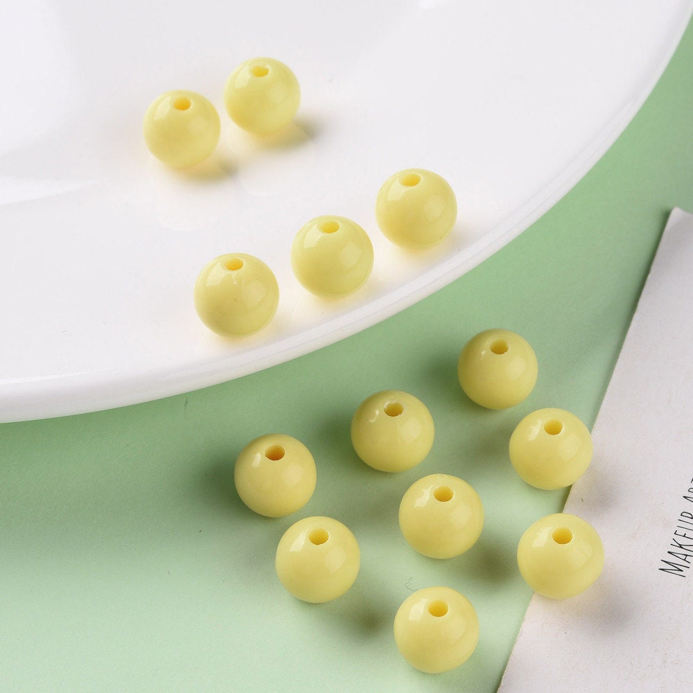 10mm yellow opaque beads, acrylic