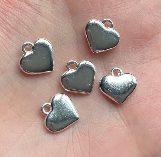 Silver heart charm, 12mm