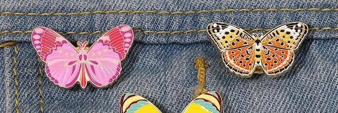 Butterfly pink enamel pin badge