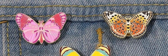 Butterfly orange enamel pin badge,