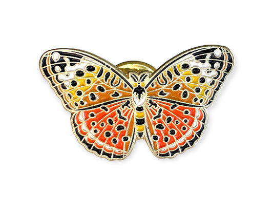 Butterfly orange enamel pin badge,