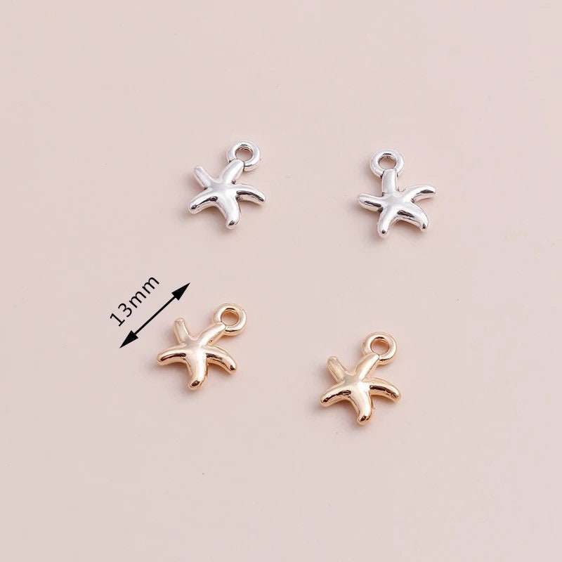 Silver starfish charm, 13mm