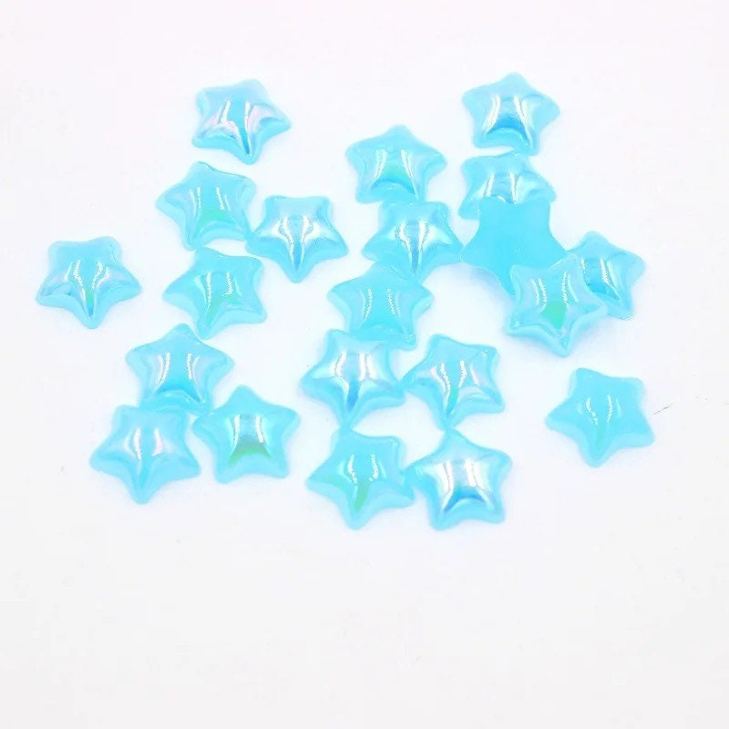 Blue star Pearl effect cabochons, 10mm
