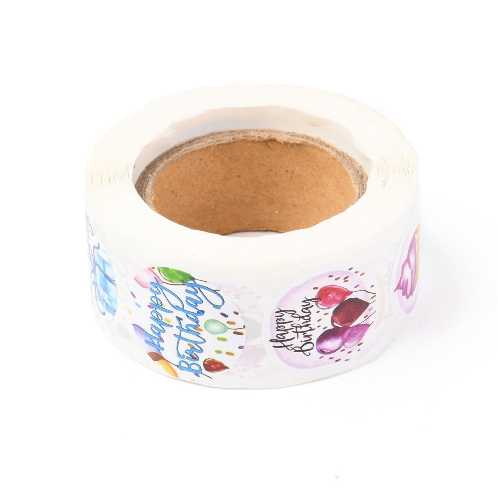 Birthday stickers, 25mm round birthday labels, envelope seals, party supplies, party bag stickers, round paper sticker,