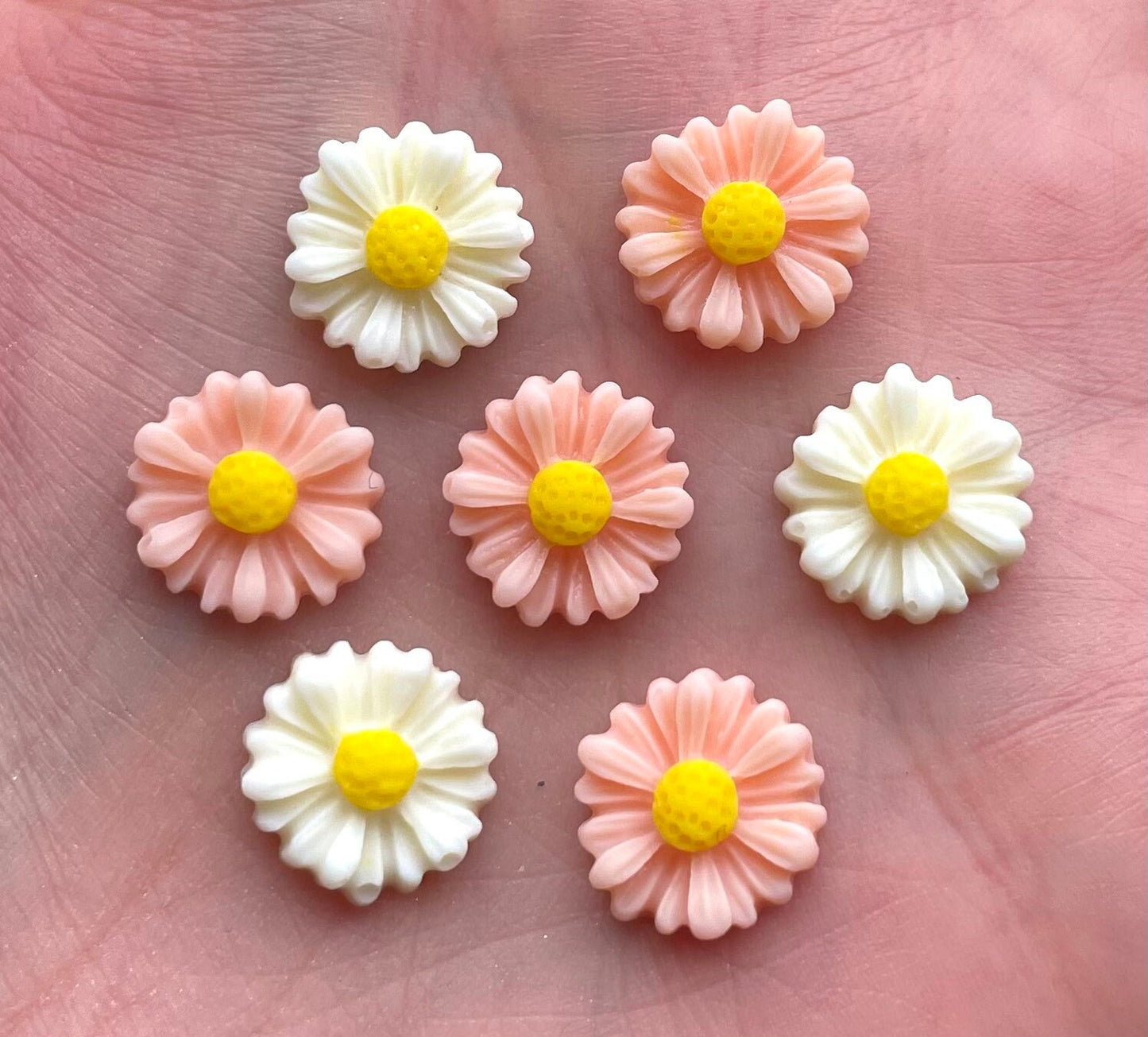 Flower cabochons, peach and cream 1mm
