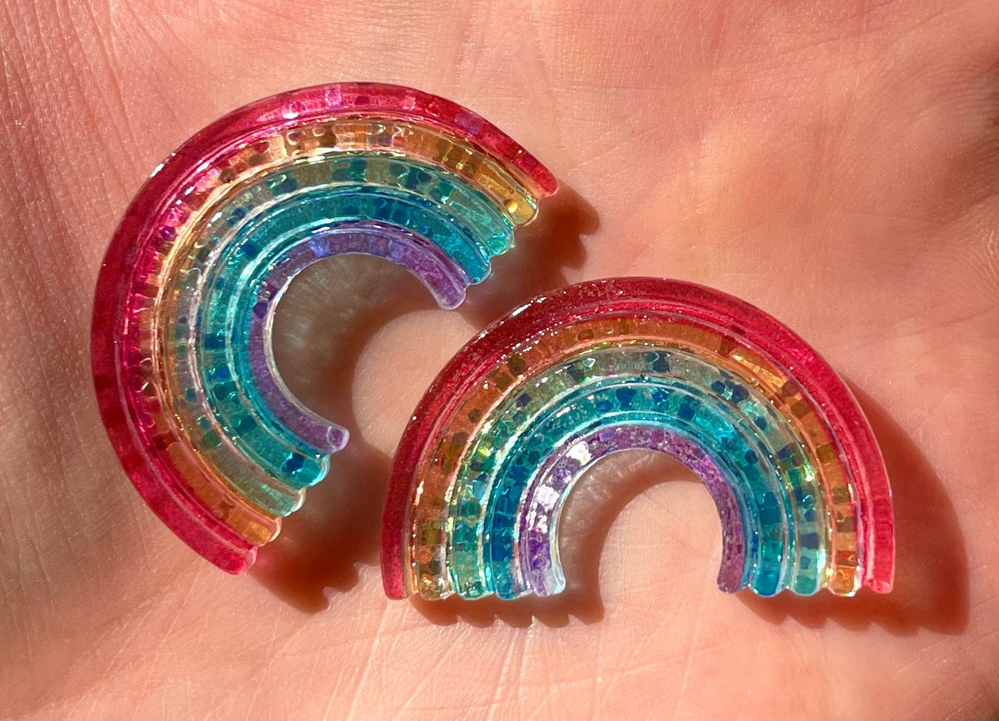 Rainbow acrylic cabochons, 31mm