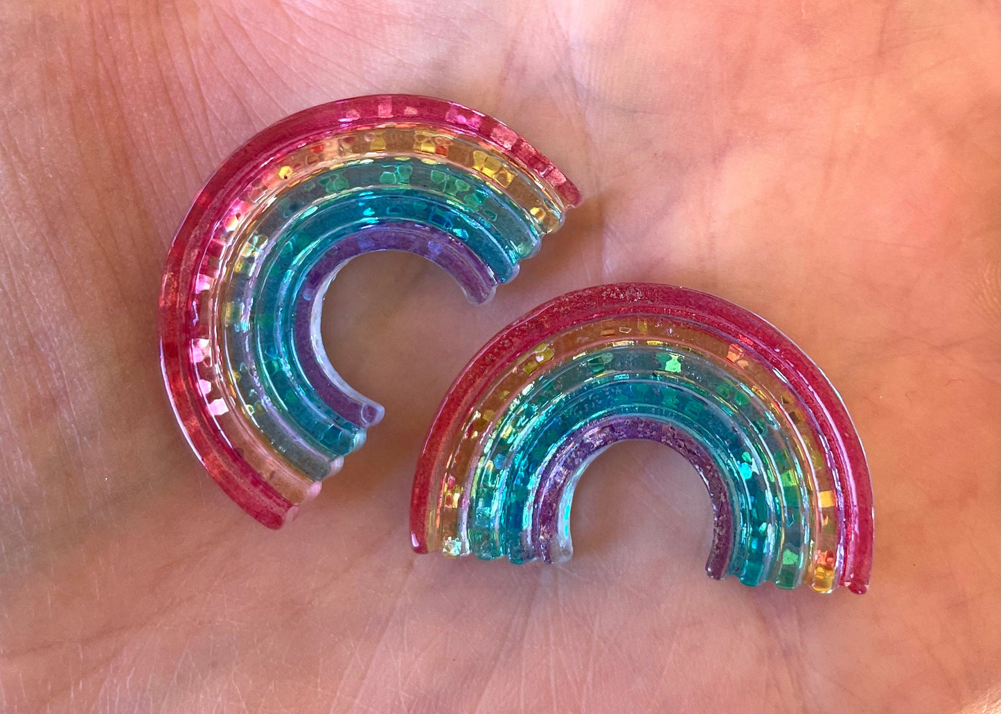 Rainbow acrylic cabochons, 31mm