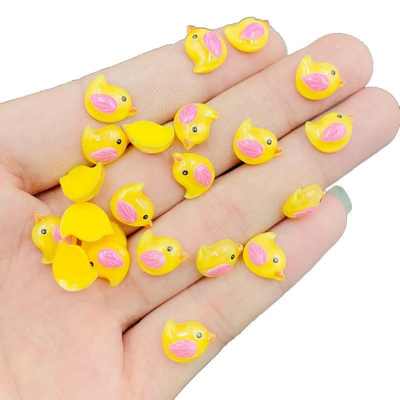 Bird resin embellishments, yellow 11mm