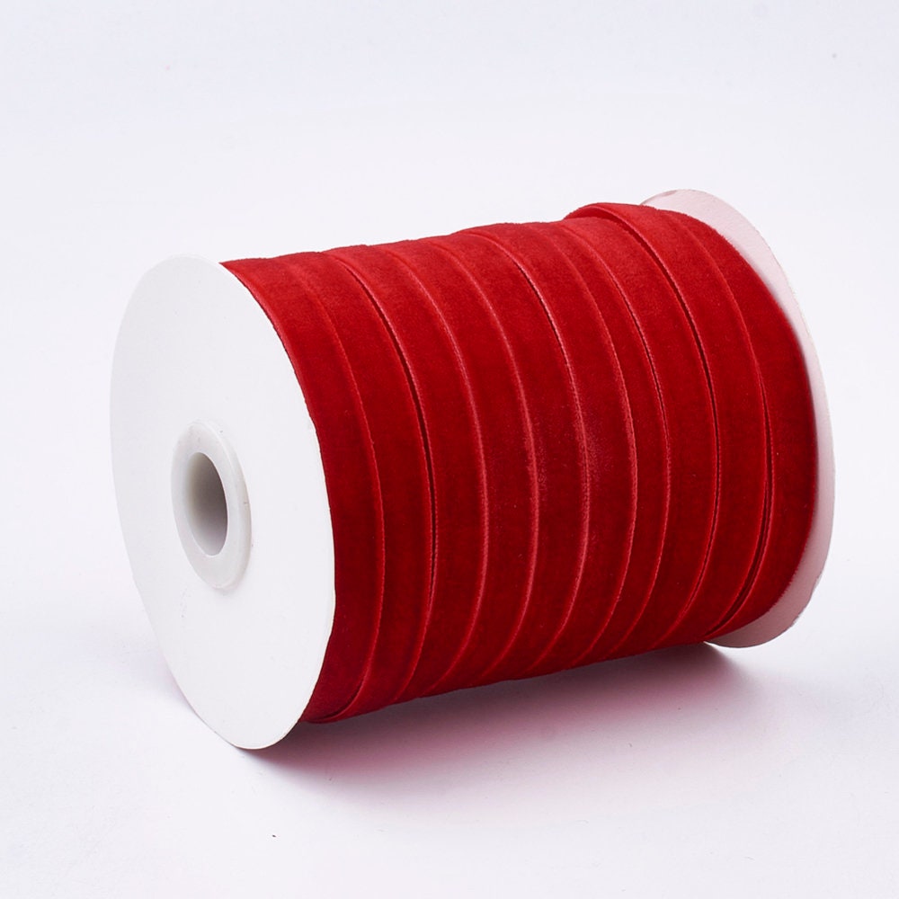Red velvet ribbon, 10mm/ 3/8" wide single face ribbon