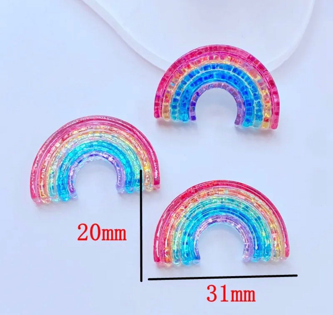 Rainbow acrylic cabochons, 31mm
