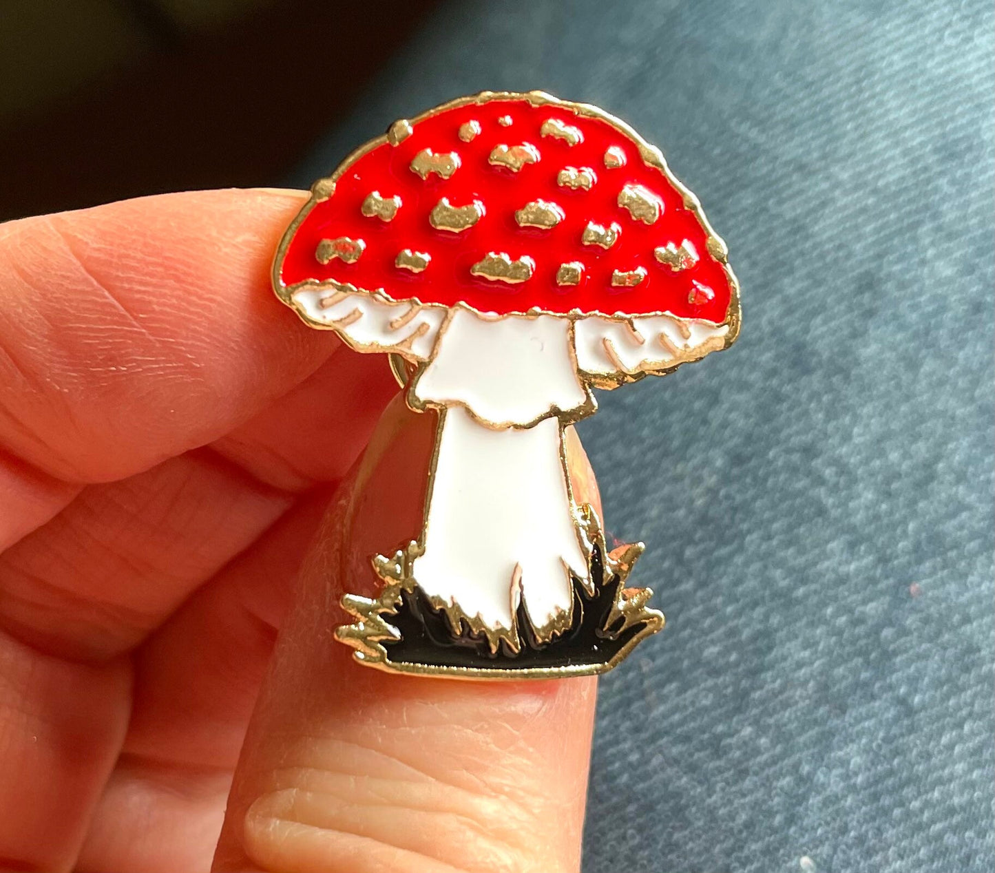Mushroom enamel pin badge, toadstool