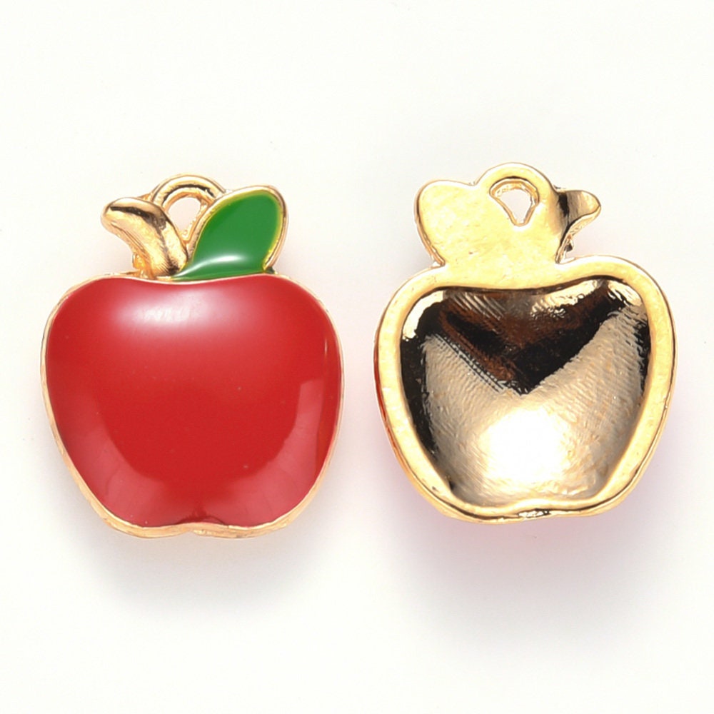 Apple enamel charms