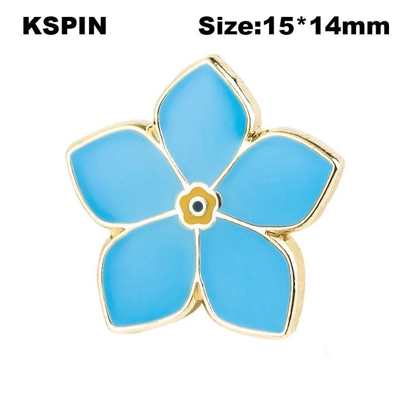 Blue flower enamel pin badge