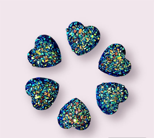 Glitter heart embellishments, deep blue 12mm