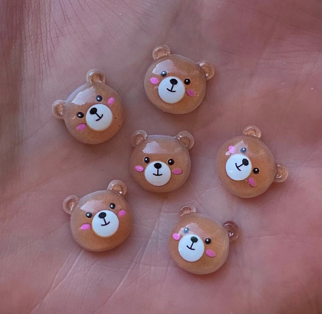 Teddy bear mini resin embellishments, 11mm