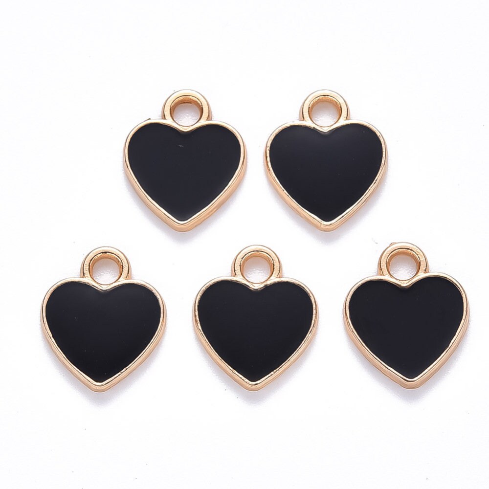 heart charms, black