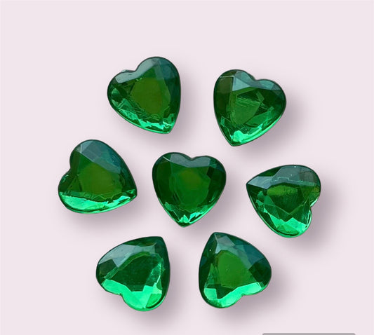 green heart embellishments, 12mm