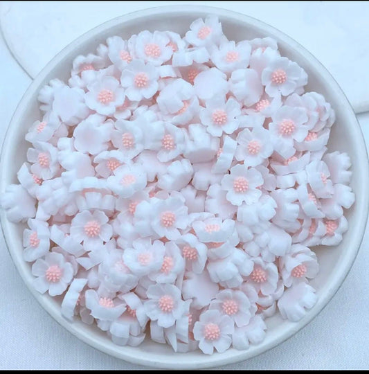 White 10mm flower cabochons