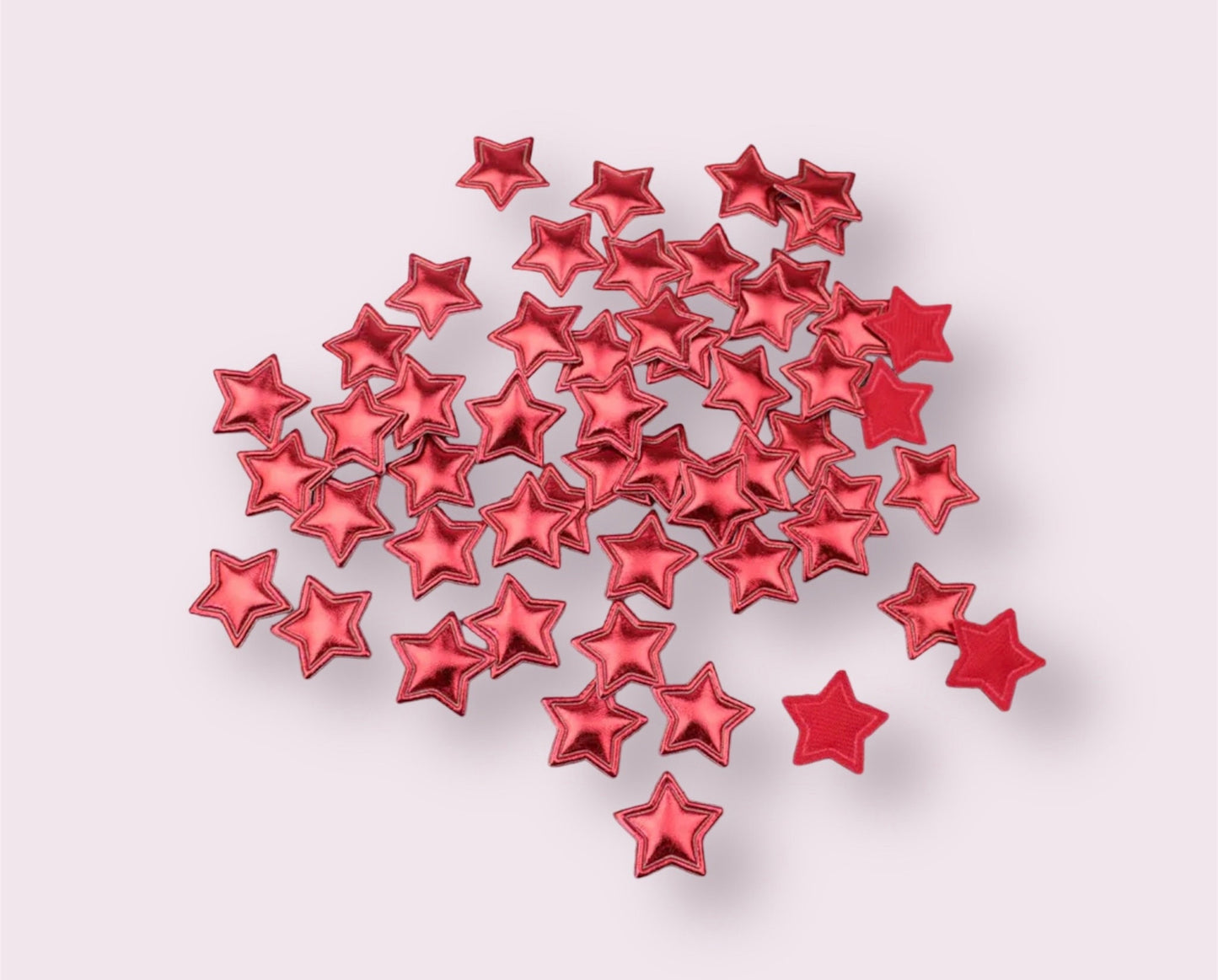 Metallic red padded fabric stars, 25mm