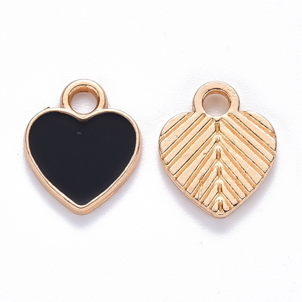 heart charms, black