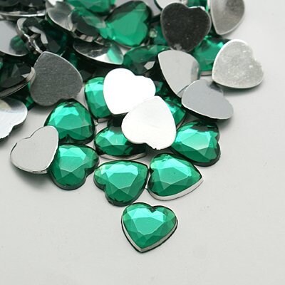 green heart embellishments, 12mm
