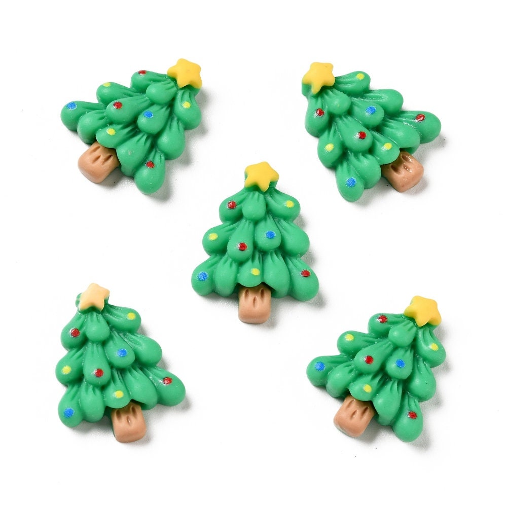 Christmas tree resin cabochons, 24mm