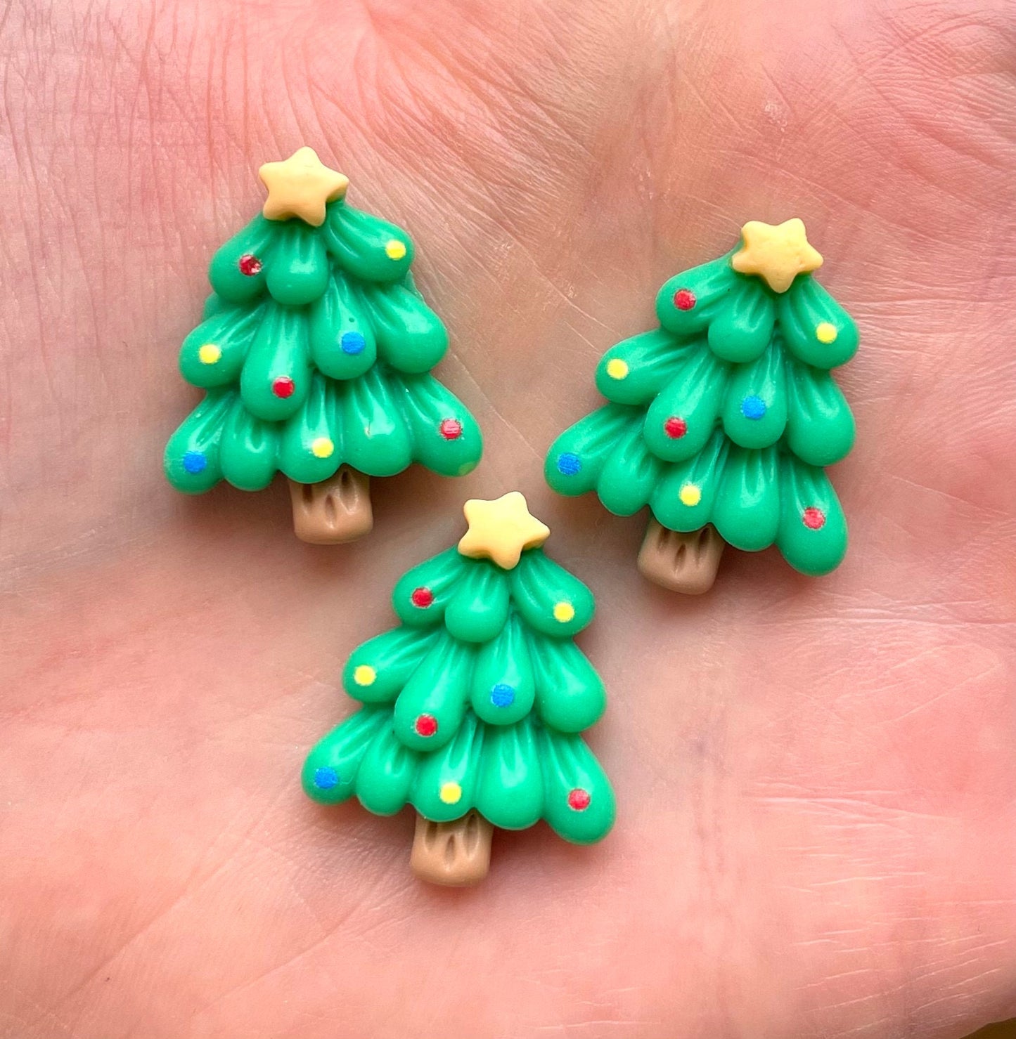 Christmas tree resin cabochons, 24mm