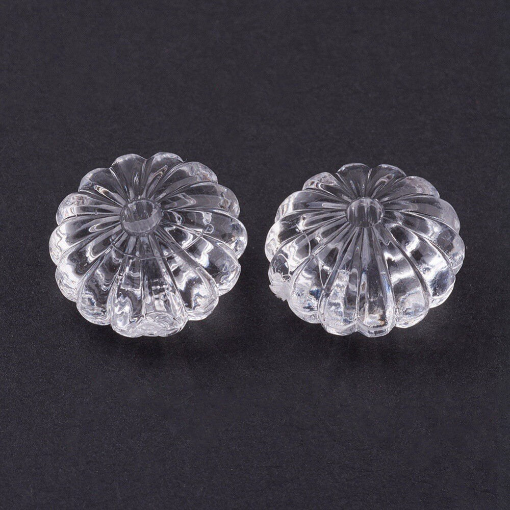 Clear transparent pumpkin beads, 14mm acrylic