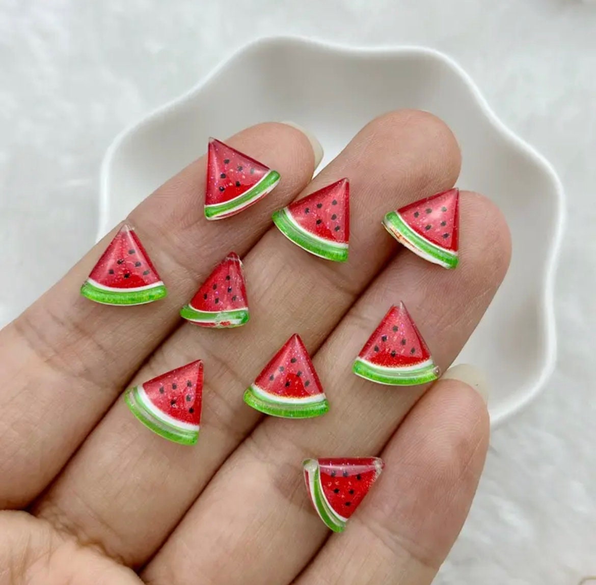 watermelon mini resin embellishments, 11mm