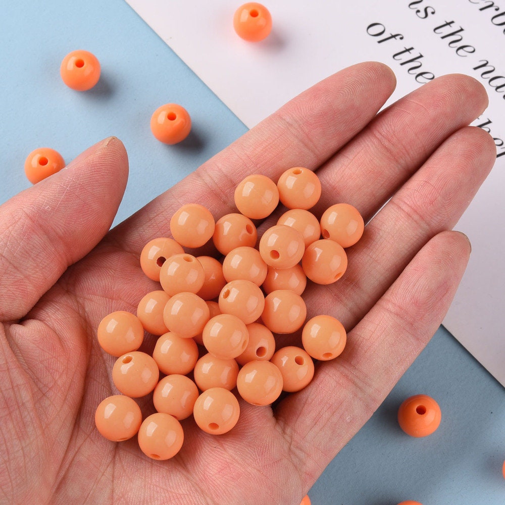 10mm orange opaque beads, acrylic 10mm