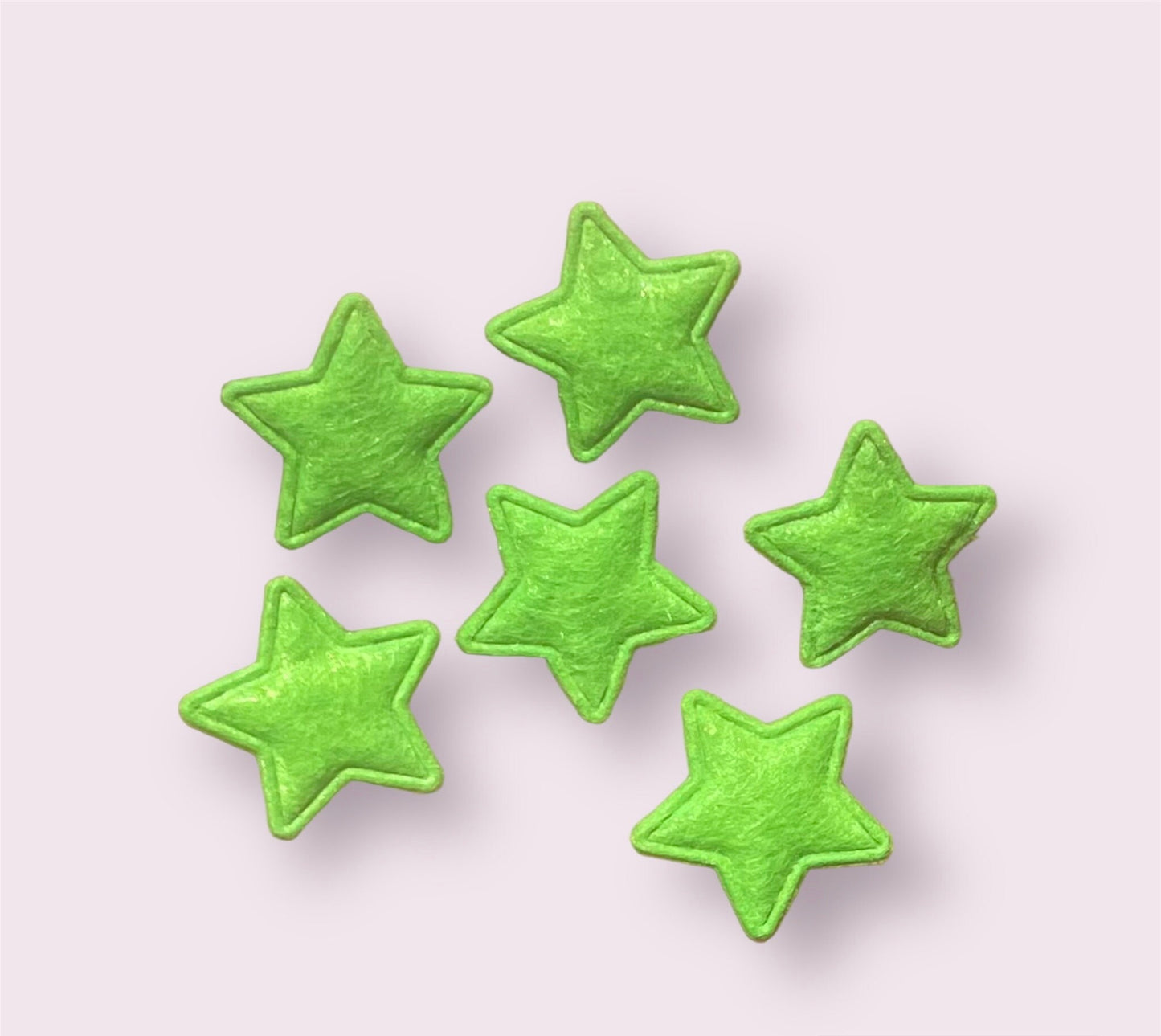 Star fabric felt appliqués, lime green padded fabric 18mm