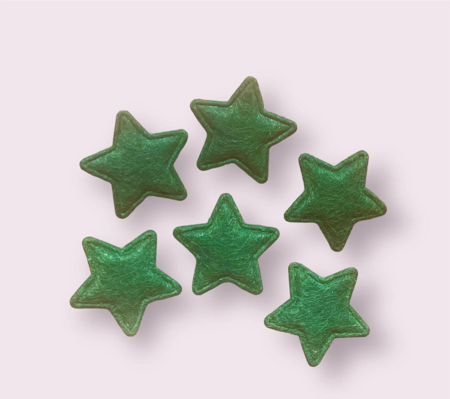 Star fabric felt appliqués, dark green padded fabric 18mm
