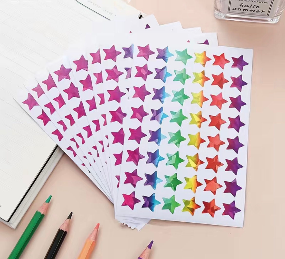 Star shaped craft stickers, 15mm holographic