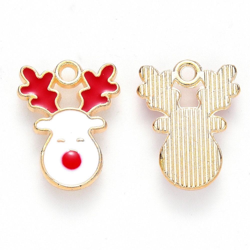 Reindeer charms, gold, 17mm