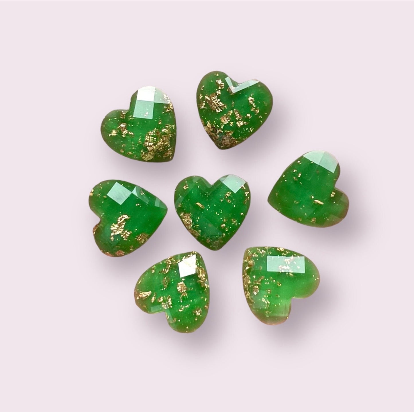 green heart embellishments, 12mm