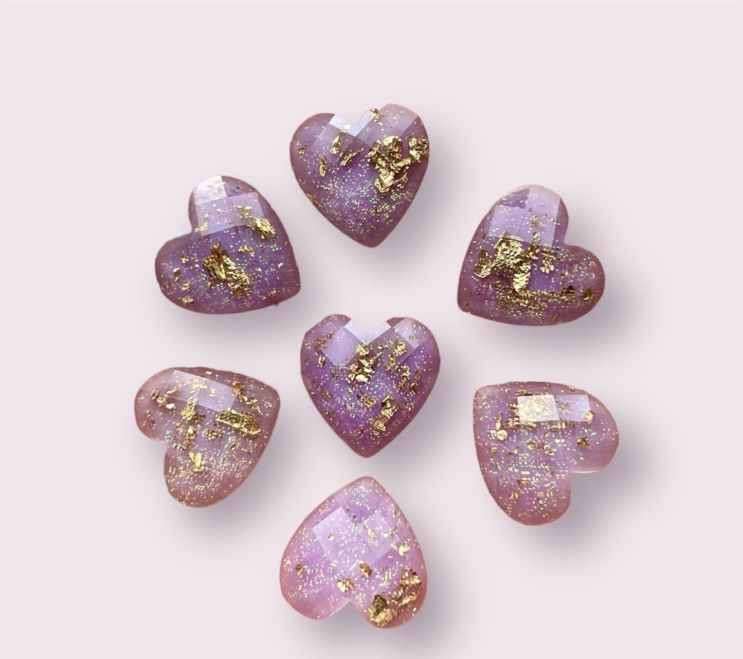 Purple heart embellishments, purple 12mm
