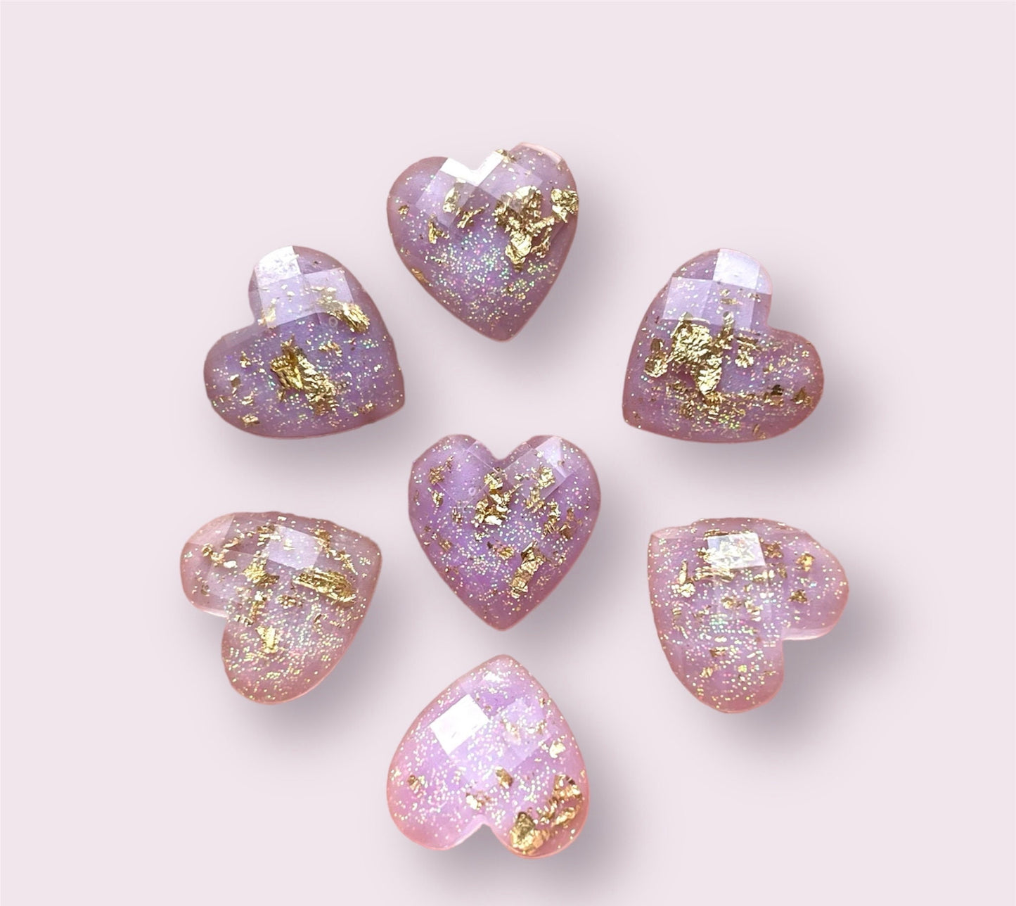 Purple heart embellishments, purple 12mm