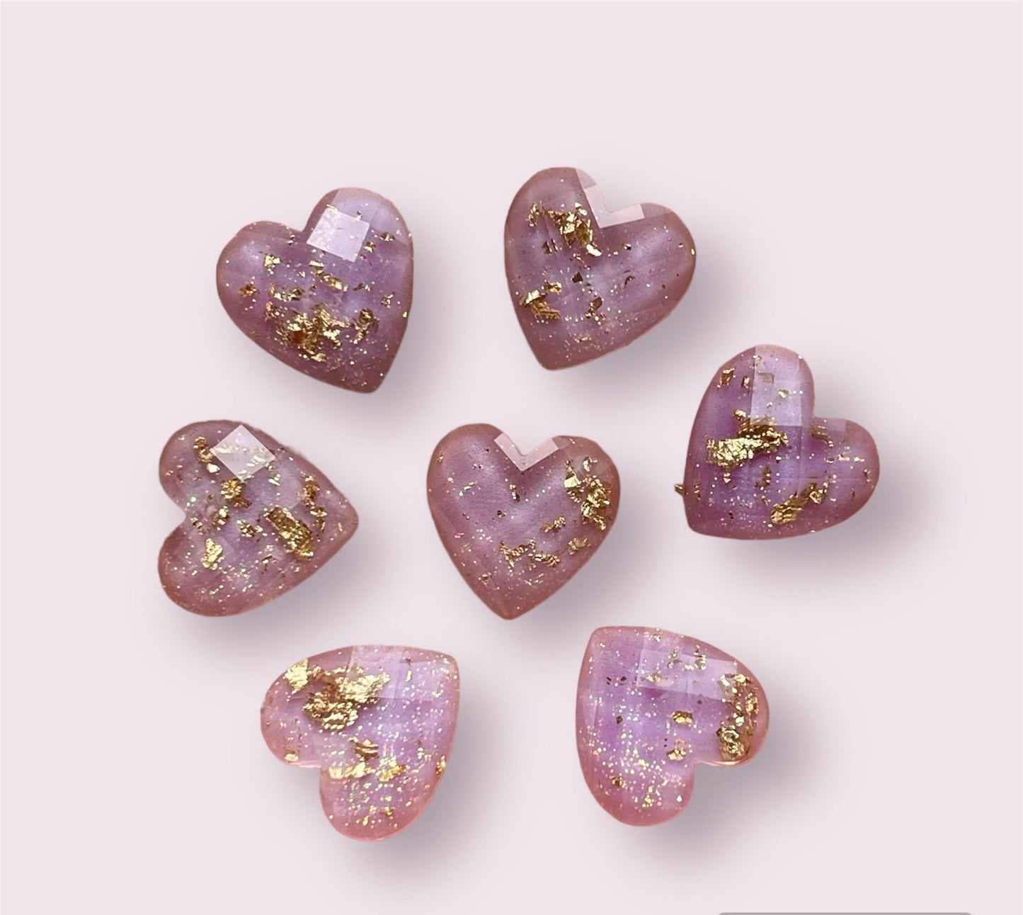 Purple heart embellishments, purple 12mm