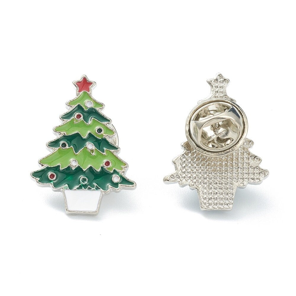 Christmas tree enamel pin badge, 26mm