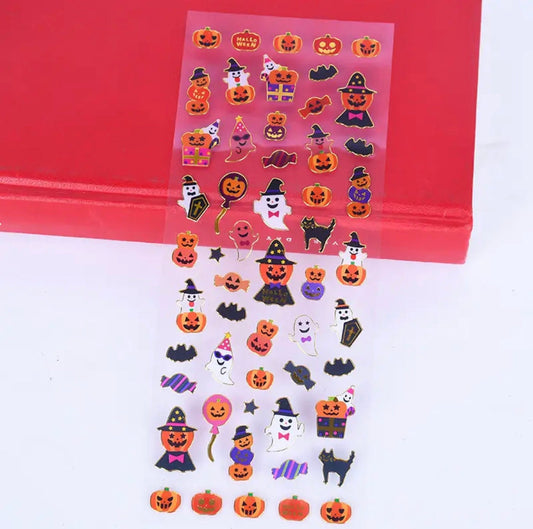 Halloween shaped stickers, pumpkin sticker sheet, plastic foiled