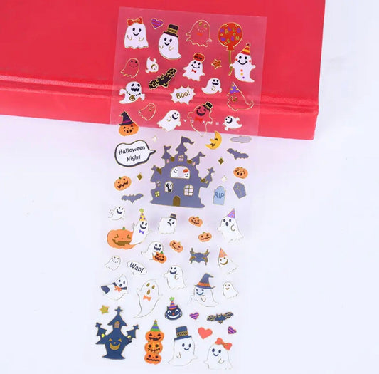 Halloween shaped stickers, ghost sticker sheet, plastic foiled