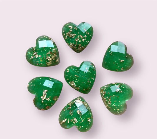 green heart embellishments, 12mm