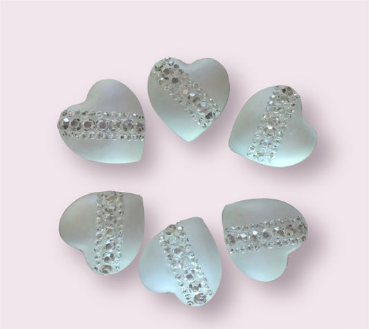 Clear heart cabochons, 2cm hearts,